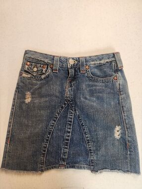 vintage True Religion distressed jagged hem denim skirt Size 27